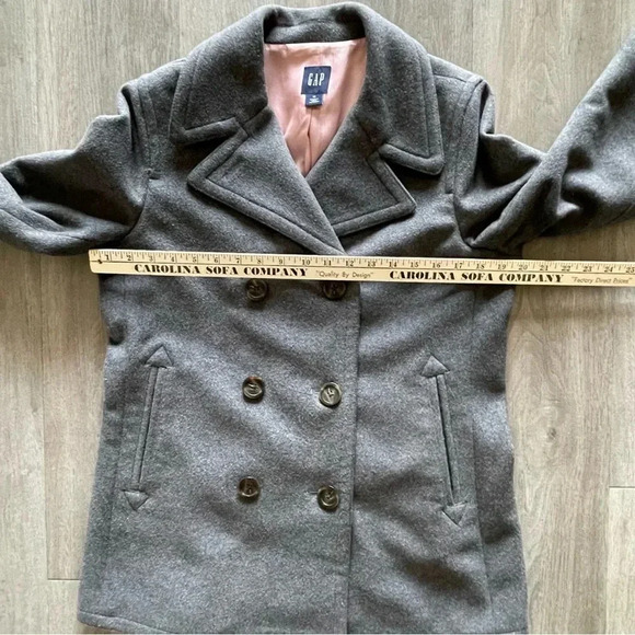 GAP Gray Wool Blend Button Down Pea Coat Women’s Medium - Picture 15 of 16